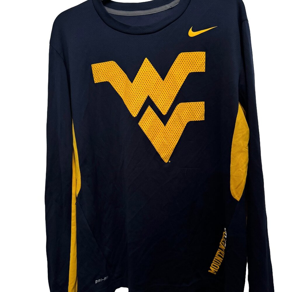 WVU West Virginia University Nike Dri-Fit Long-Sleeve Tee Shirt, Large